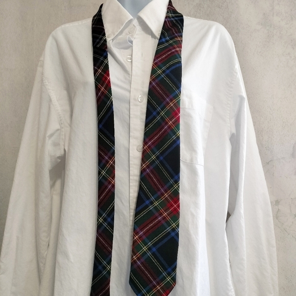 INGLES BUCHAN Tie Necktie Pure Wool Woven In Scotland Tartan Plaid Checks - Picture 3 of 8